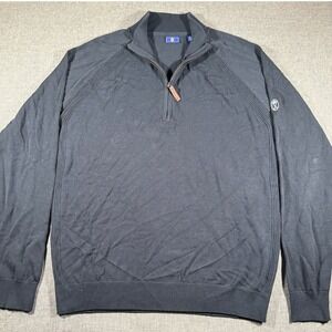 FootJoy Quarter Zip Sweater Mens Medium Black Wool Blend Pullover 10434